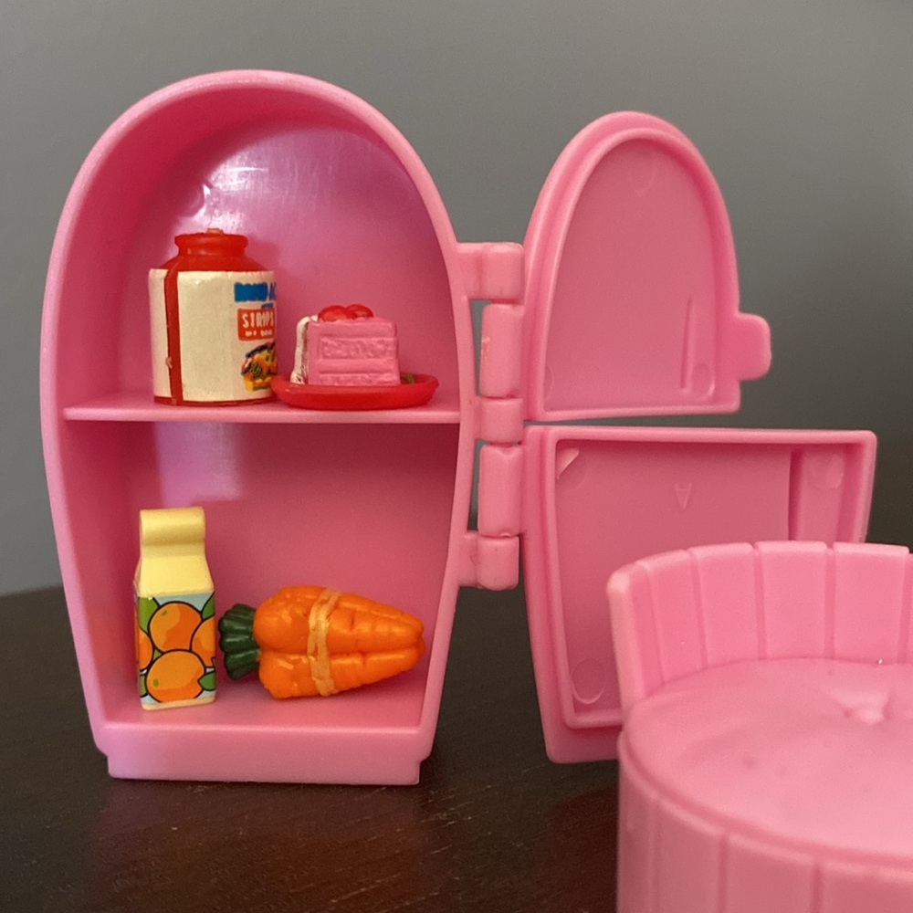 OOAK and play Pink Miniature Fridge and Chair Set